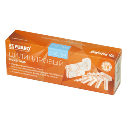 Цилиндровый Fuaro (Фуаро) механизм (200 ZM/110) 2000ZMKnob110(50+10+50) CP хром 5Key с вертушкой фото 2